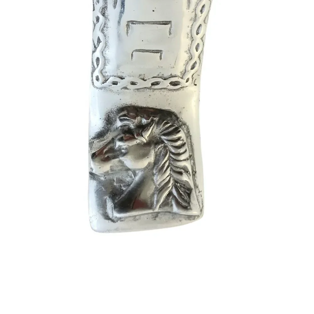 Pewter Horse Wine Bottle Holder Suspended Gravity Balancing